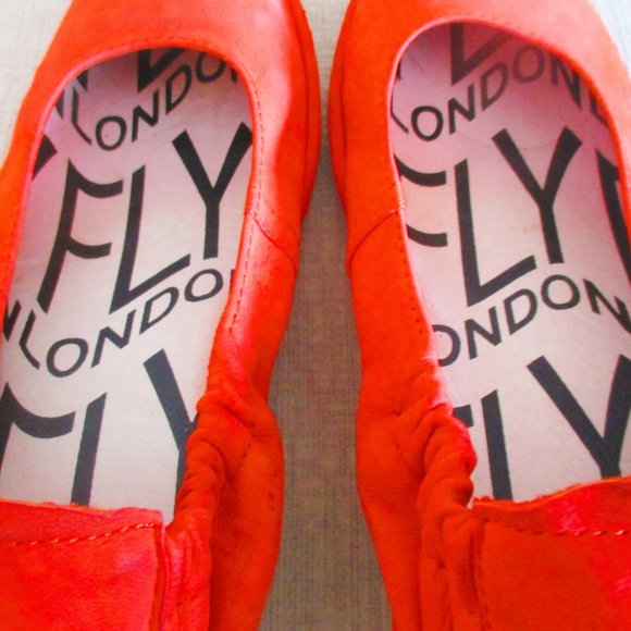 Fly London Poppy Orange Low Wedge Pumps 7.5 - Picture 6 of 8